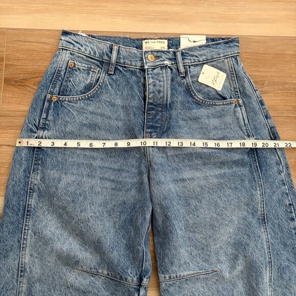 Free People We The Free Good Luck Mid-Rise Barrel Jeans 27 SHORT - Picture 5 of 10